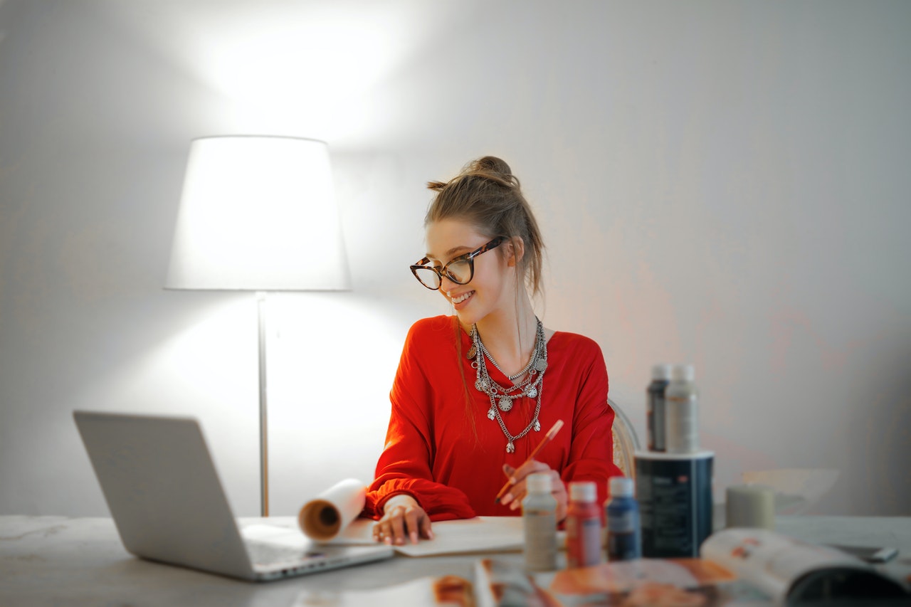 woman using laptop