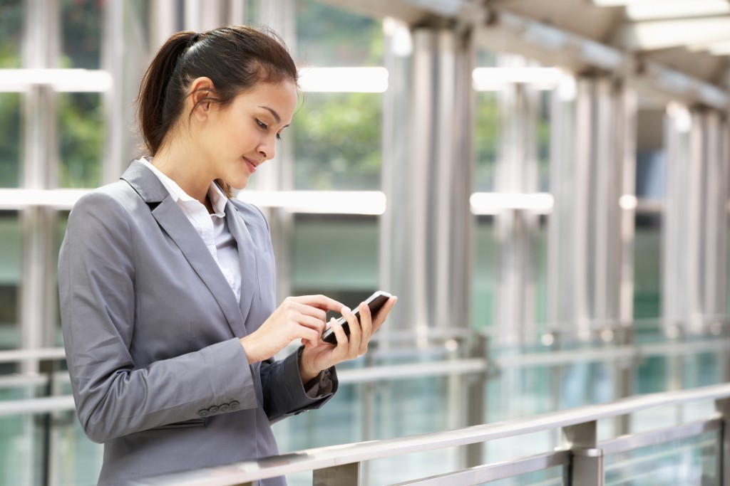 employee using smartphone