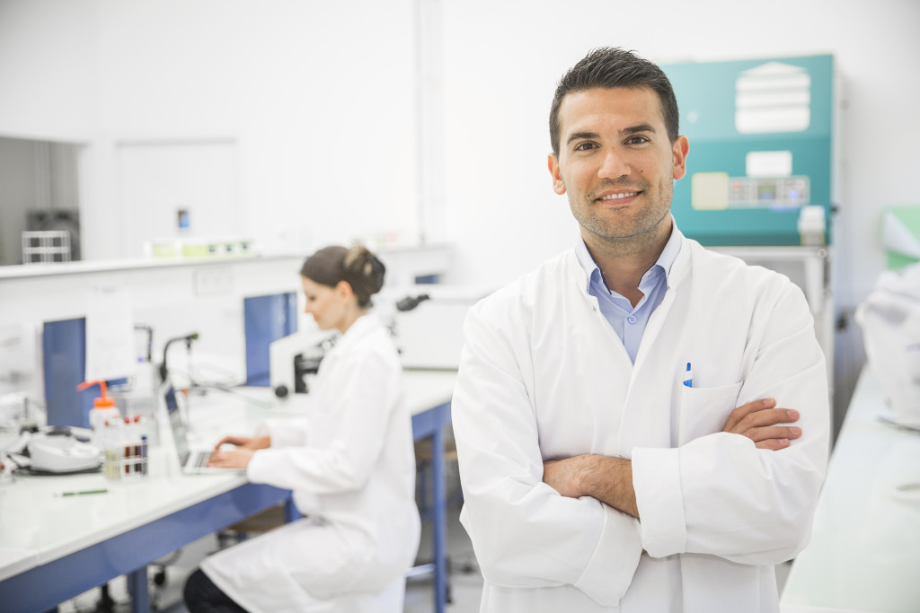 male and female doctor in a lab for a clinical trial
