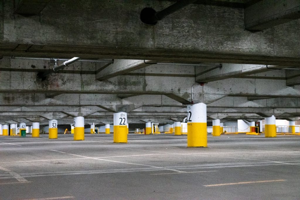 Empty Concrete Parking Lot